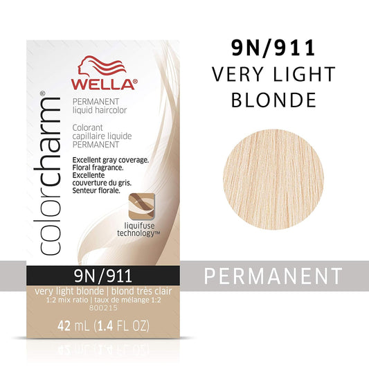 Wella Professionals Invigo Brilliance Color Protection Shampoo & Conditioner, For Fine Hair + Wella Colorcharm Permanent Liquid Hair Color For Gray Coverage, 9N Very Light Blonde