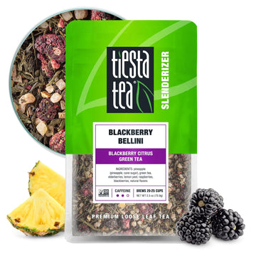 Tiesta Tea - Blackberry Bellini | Blackberry Citrus Green Tea | Premium Loose Leaf Tea Blend | Medium Caffeinated Green Tea | Make Hot Or Iced Tea & Brews Up To 25 Cups - 2.5 Ounce Resealable Pouch