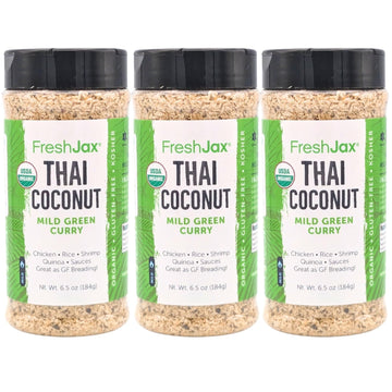 FreshJax Organic Thai Coconut Curry - Mild Green | 3 Extra Large 6.5 oz Bottles | Non GMO, Gluten Free, Keto, Paleo, Organic Green Curry Powder | Handcrafted in Jacksonville