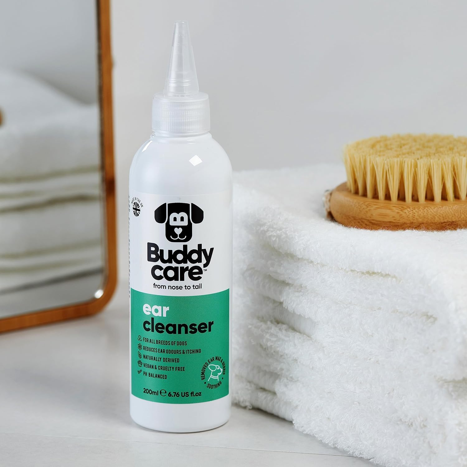Dog Ear Cleanser by Buddycare | Soothing Ear Cleaning Solution for Dogs | Naturally Derived Ingredients With Aloe Vera (200ml) :Pet Supplies