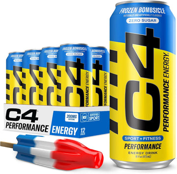 C4 Energy Drink 16Oz (Pack Of 12) - Frozen Bombsicle - Sugar Free Pre Workout Performance Drink With No Artificial Colors Or Dyes