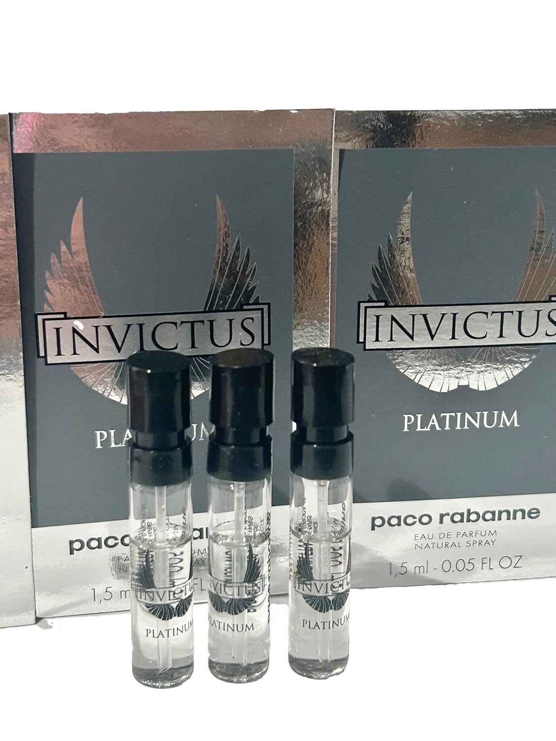 Paco Rabanne Invictus Platinum Edp Men Spray Vial Perfume 1.5 Ml / 0.05 Fl Oz - Set Of 3 : Beauty & Personal Care