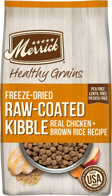 Merrick Healthy Grains Freeze Dried Raw Coated Kibble, Natural High Protein Dog Food, Chicken And Brown Rice - 10.0 Lb. Bag