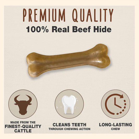 Cadet Premium Grade Pressed Beef Hide Bones, Long Lasting Rawhide Dog Chews, 6.5 Inch (12 Count)