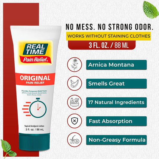 Real Time Pain Relief Cream 3 Oz Tube | 17 Natural Ingredients
