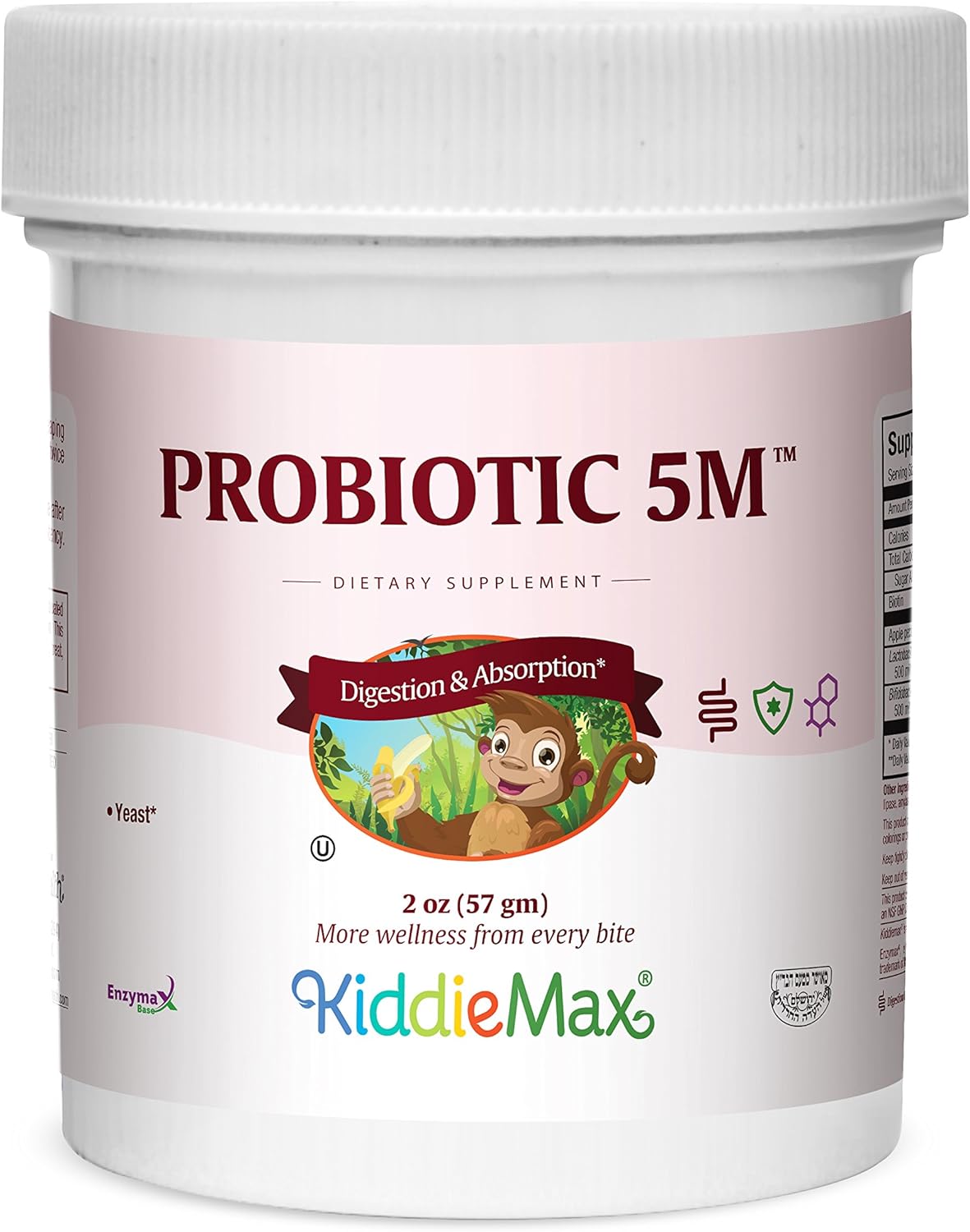 Maxi Health Kiddiemax Probiotic 5M - Acidophilus - Healthy Digestive Flora - 2 Ounce Powder - Kosher