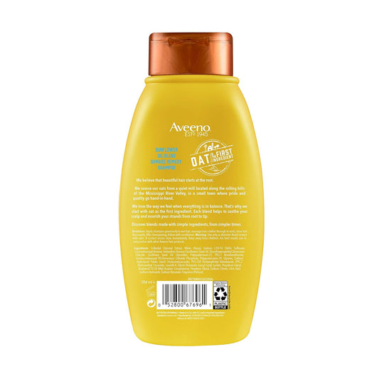 Aveeno Deep Moisturizing Sunflower Oil Blend Shampoo With Oat For Dry Damaged Hair, Dye, Paraben & Sulfate Surfactants Free, 12 Fl Oz