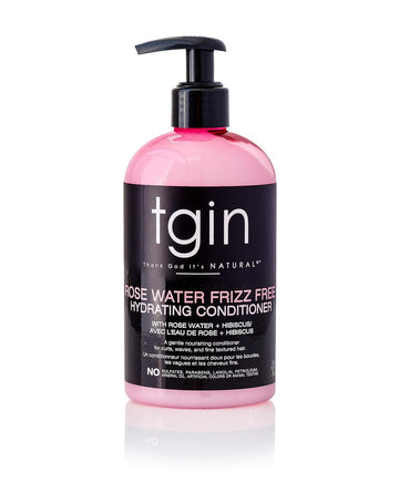 tgin Rose Water Frizz-Free Hydrating Conditioner for Curls - Waves - Great for low porosity hair - Fine hair 13oz