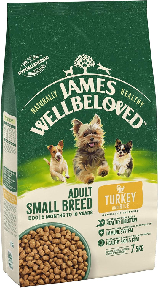 James Wellbeloved Adult Small Breed Turkey & Rice 7.5 kg Bag, Hypoallergenic Dry Dog Food?02JWSBT2