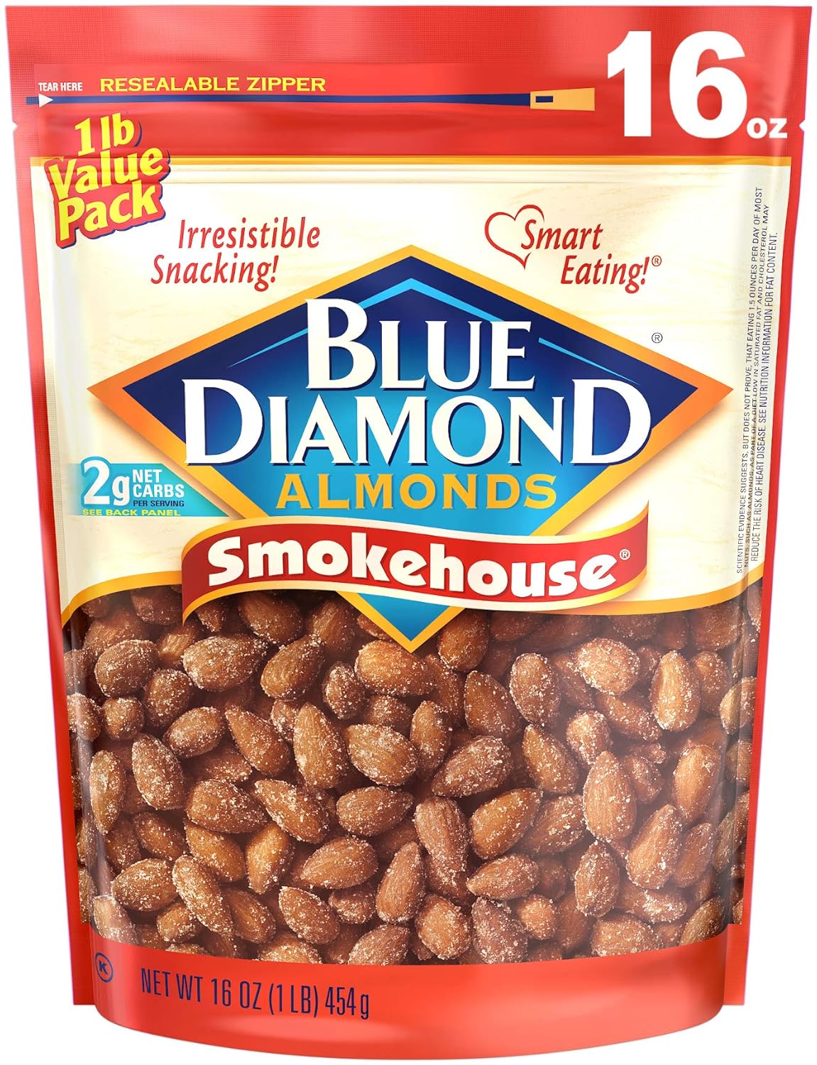 Blue Diamond Almonds Gluten Free Smokehouse Flavored Snack Nuts, 16 Oz Resealable Bag (Pack Of 1)