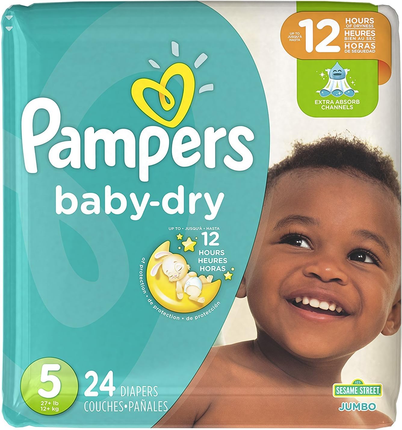 Pampers Baby Dry Diapers - Size 5, 24 Count, Absorbent Disposable Diapers