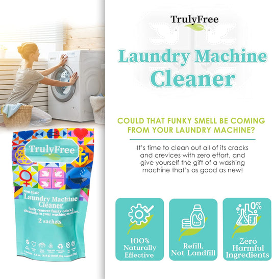 Truly Free Laundry Washing Machine Cleaner - Wash & Cleans Front Load & Top Load Washers -Tub Cleaner & Deodorizer (1-Use)