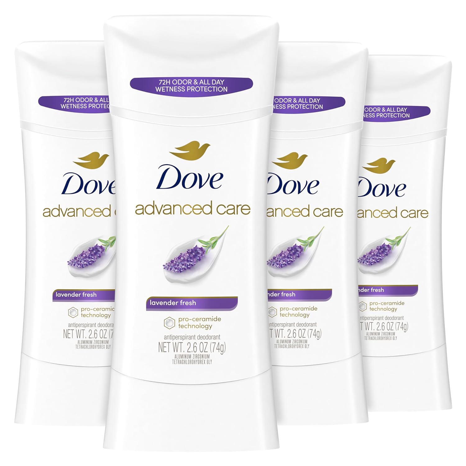 Dove Advanced Care Antiperspirant Deodorant Stick Original Clean 4 Count For Helping Skin Barrier Repair After Shaving By Boosting Ceramide Levels In Your Skin 2.6 Oz