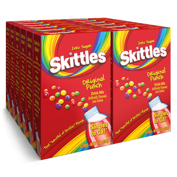 Skittles Singles To Go Original Punch, Powdered Drink Mix, Zero Sugar, Low Calorie, Includes 12 Boxes, 6 Servings Per Box, 72 Total Servings,6 Count (Pack Of 12)