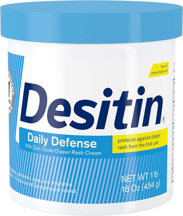 Desitin Daily Defense Baby Diaper Rash Cream with Zinc Oxide to Treat, Relieve & Prevent diaper rash, Hypoallergenic, Dye-, Phthalate- & Paraben-Free, 16 oz