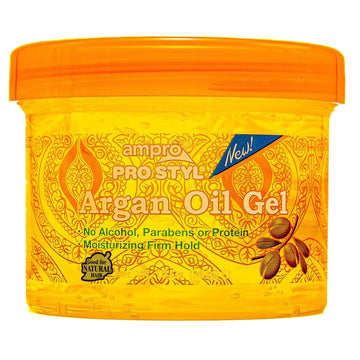 Ampro Pro Styl Argan Oil Styling Gel - Moisturizes And Conditions Your Strands - Non-Flaking, Alcohol Free, Vegan Formula - Creates Flexible, Touchable Hold For All Hair Textures - 15 Oz