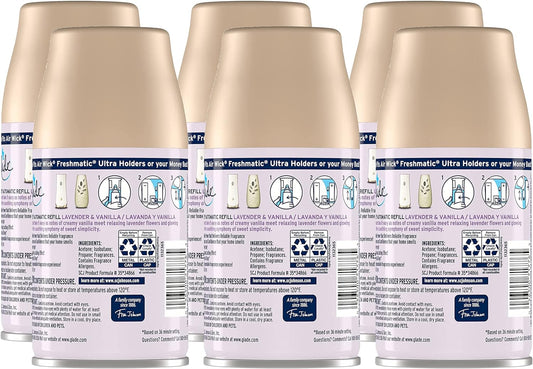 Glade Lavender & Vanilla Automatic Spray Refills Air Fresheners 6.2 oz (Pack of 6)