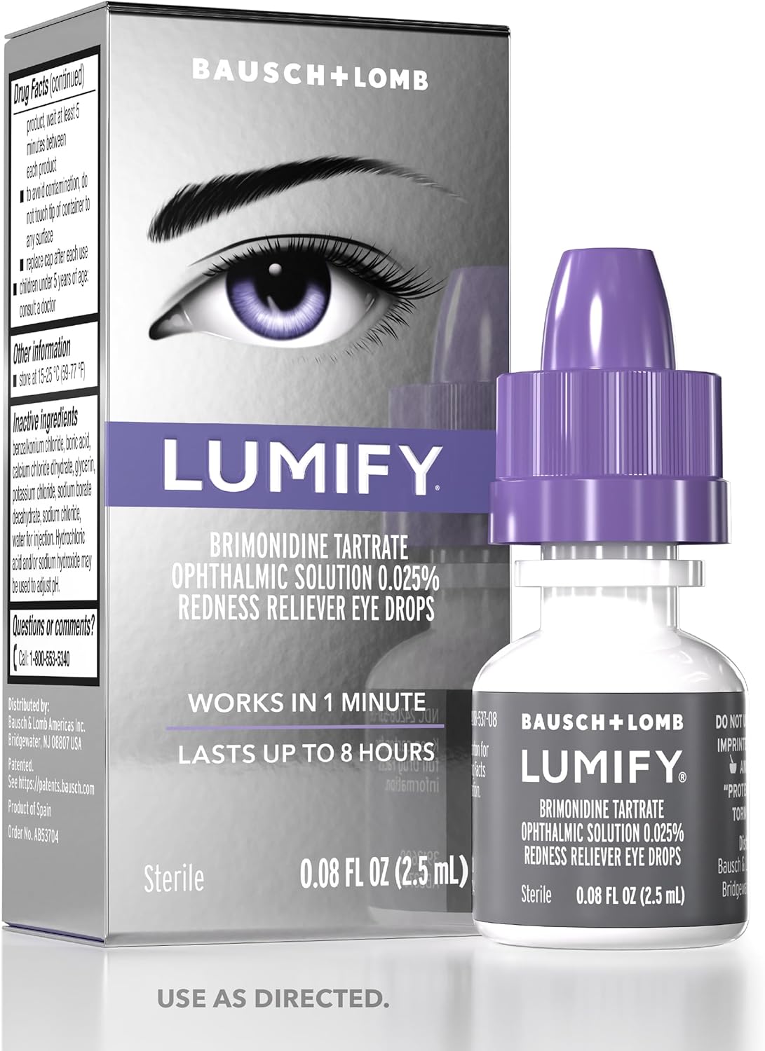 Lumify Redness Reliever Eye Drops, For Whiter & Brighter Looking Eyes, 0.08 Fl Oz (2.5 Ml)