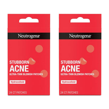 Neutrogena Stubborn Acne Blemish Patches, Ultra-Thin Hydrocolloid Acne Patch Absorbs Fluids & Removes Impurities To Help Pimples Look Smaller After One Use, 2 X 24 Patches, (48 Patches)