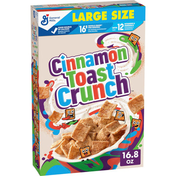 Cinnamon Toast Crunch Breakfast Cereal, Crispy Cinnamon Cereal, Large Size, 16.8 oz Cereal Box