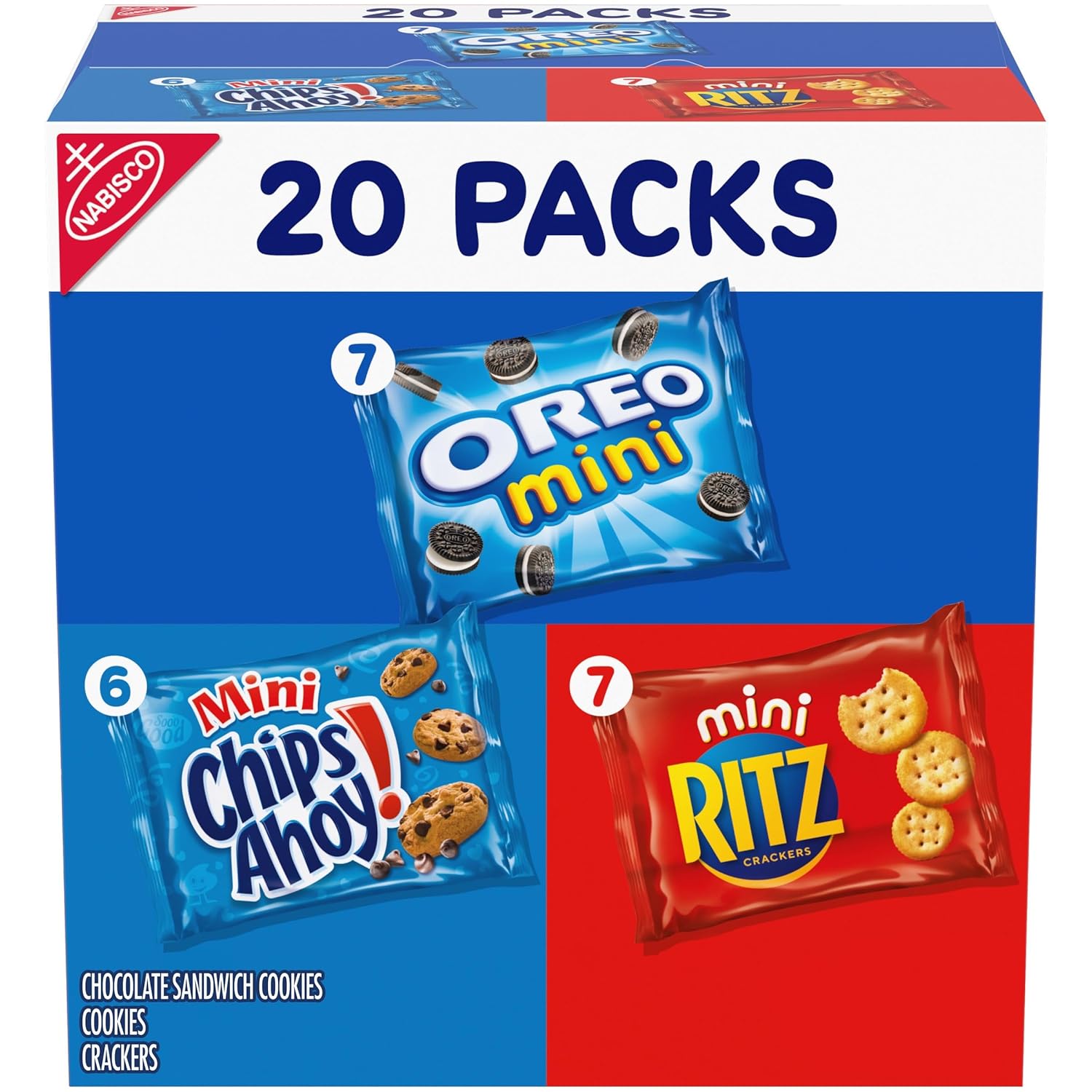 Nabisco Sweet & Savory Mix Variety Pack, Oreo Mini Cookies, Chips Ahoy! Mini Cookies & Ritz Mini Crackers, 20 Snack Packs