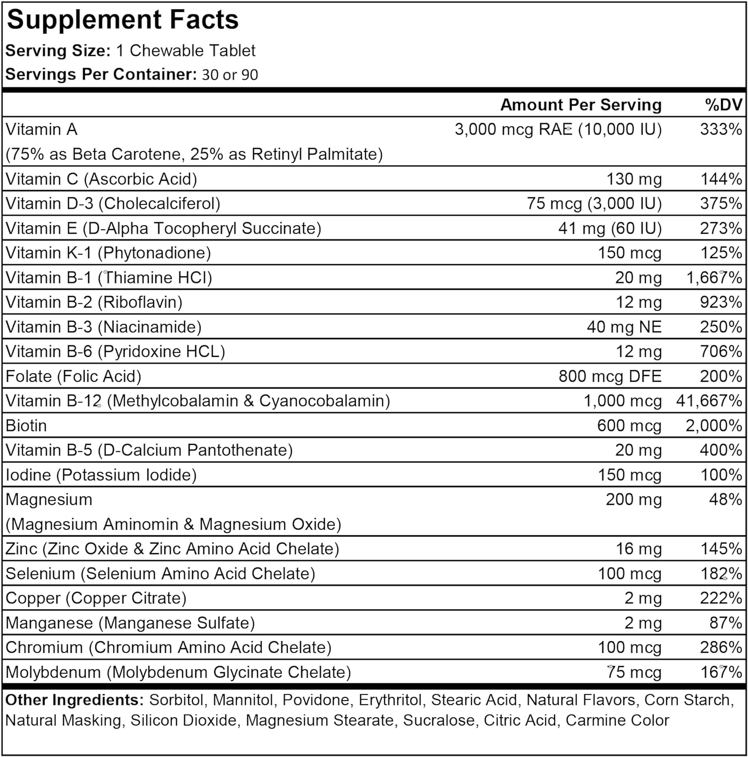 ProCare Health | Once Daily Bariatric Multivitamin | Chewable | Iron Free l Fruit Punch | 30 Count : Health & Household