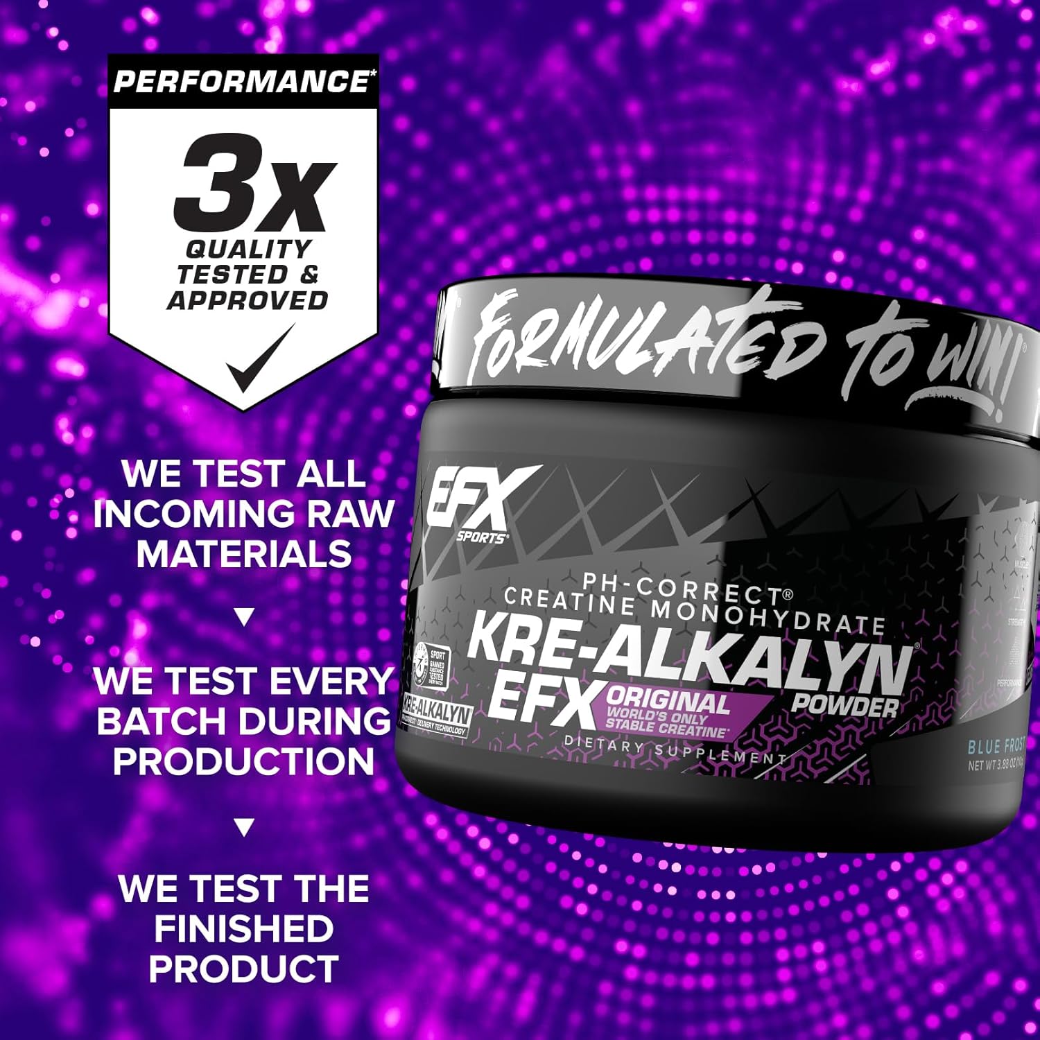 Efx Sports Kre-Alkalyn Efx Powder | Ph Correct Creatine Monohydrate Powder Supplement | Strength, Muscle Growth & Performance | 200 Servings (Blue Frost)