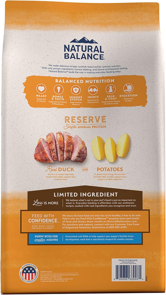Natural Balance Limited Ingredient Puppy Grain-Free Dry Dog Food, Reserve Duck & Potato Recipe, 4 Pound (Pack Of 1)