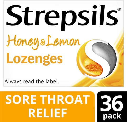 Strepsils Honey Lemon Lozenges, 36 Count - Fast Acting Sore Throat Relief, Soothes Fights Viral/Bacterial Infections, Effective Medication For Quick Comfort