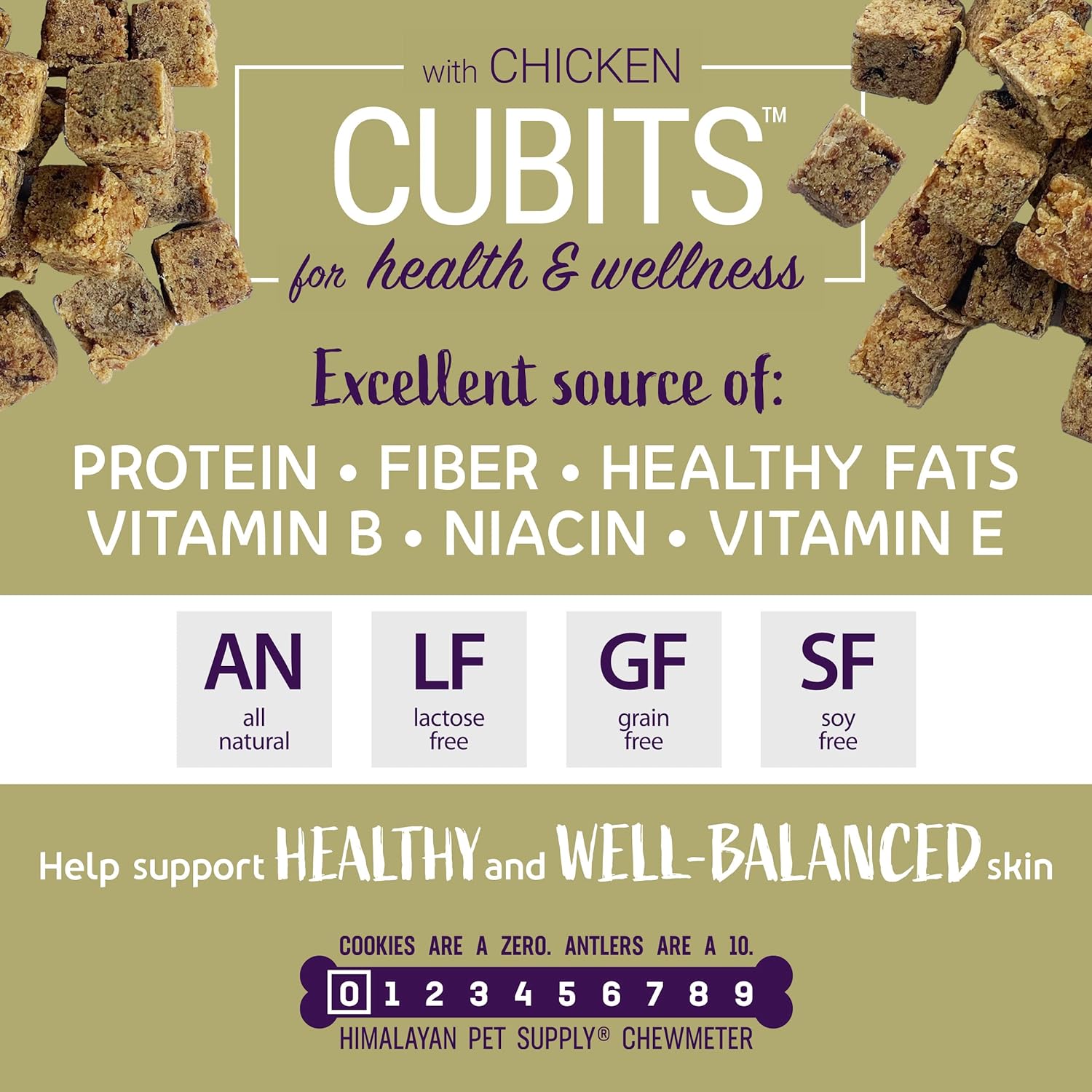 Himalayan Pet Supply Cubits with Chicken | Natural Training Treat | No Crumbs - No Sticky Mess | Gluten - Lactose - Soy - Grain Free | 3.5 oz per Pouch