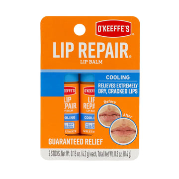 O'Keeffe'S Cooling Relief Lip Repair Lip Balm For Dry, Cracked Lips, Stick, Twin Pack