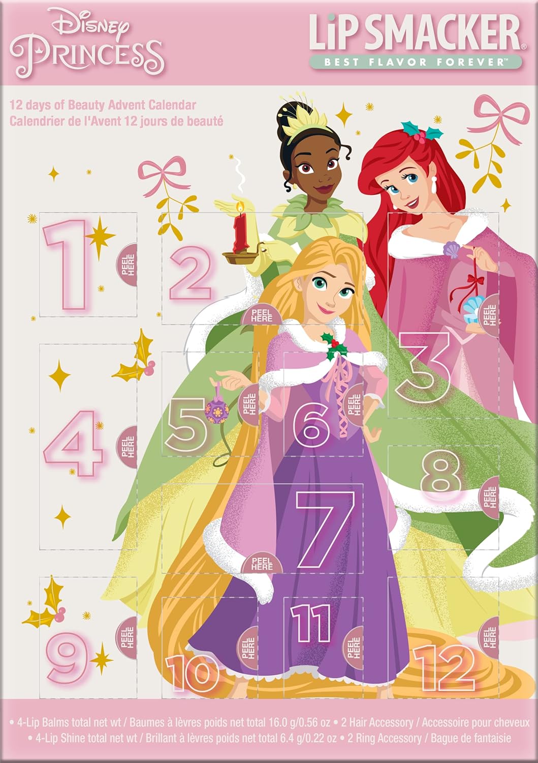 Lip Smacker Disney Princess Holiday 12 Pc Advent Calendar Lip Balm & Makeup Set Girls