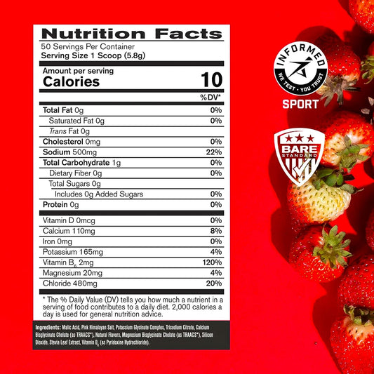 Bare Performance Nutrition, BPN Electrolytes Hydration Drink Mix, No Sugar, Keto, Strawberry