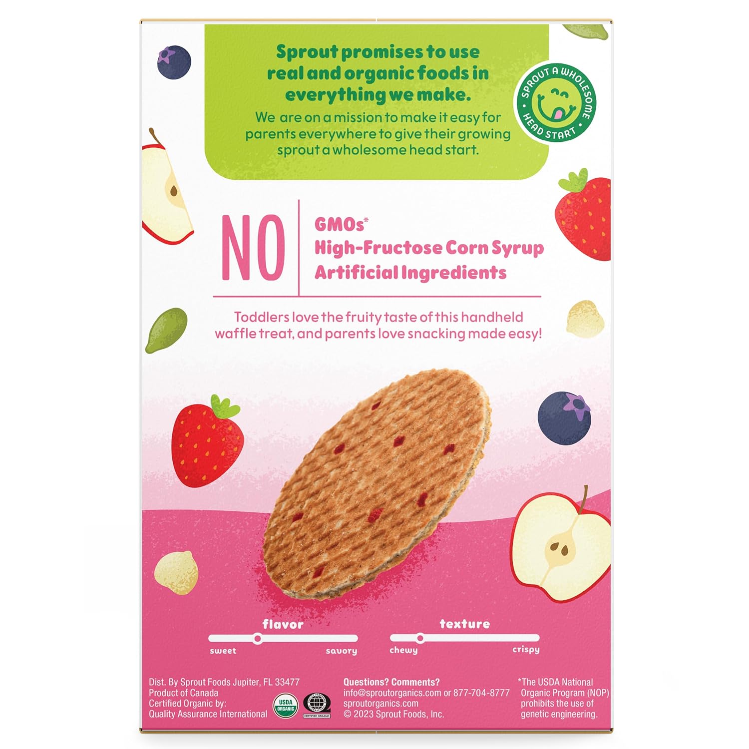 Sprout Organic Baby Food, Stage 4 Toddler Snacks, Strawberry Shortcake Wafflez, Single Serve Waffles (5-Count)