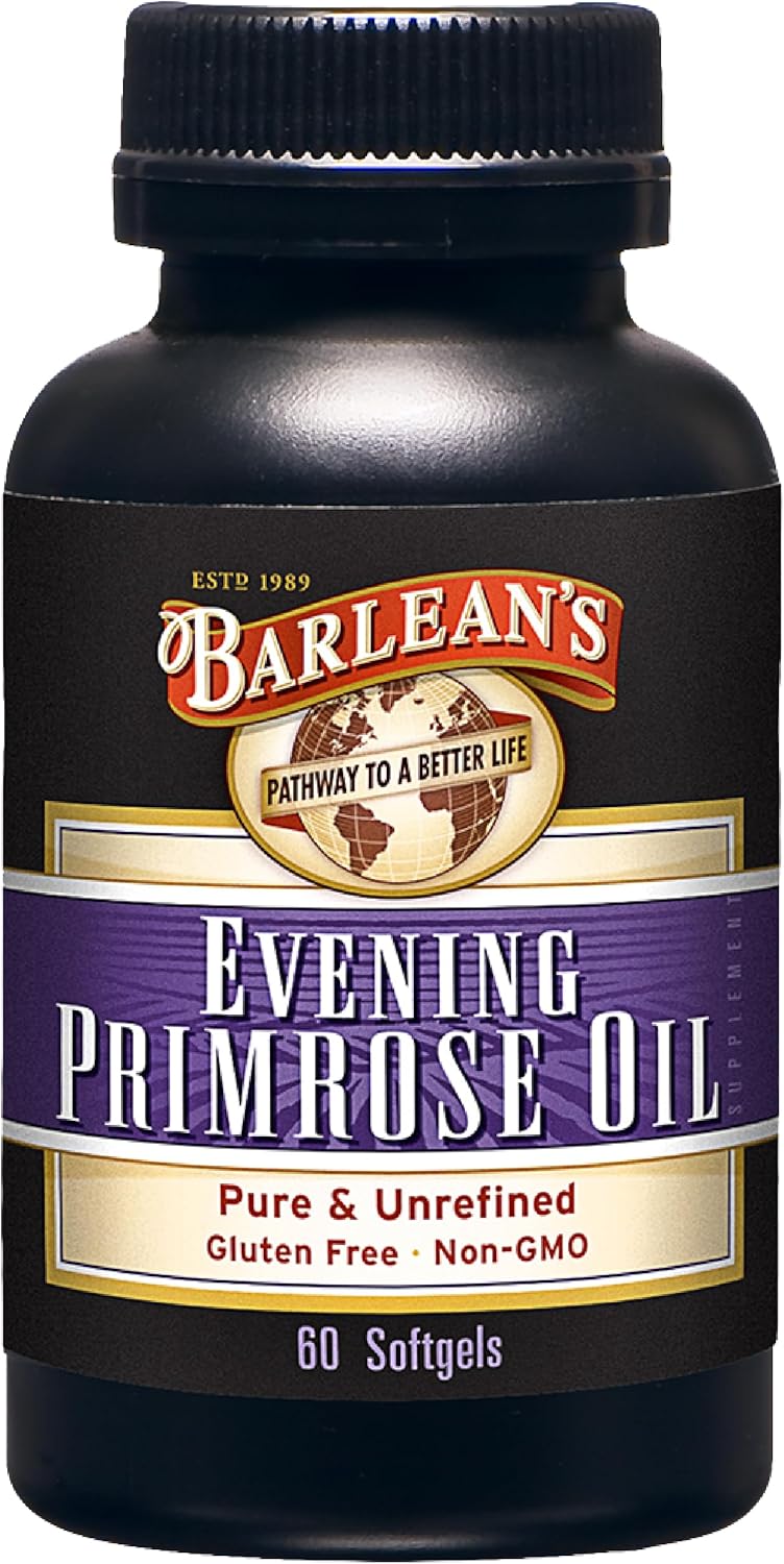 Barlean's Evening Primrose Oil Softgels with Gamma-Linolenic Acid (GLA) - Non-GMO, Gluten-Free - 60-Softgels