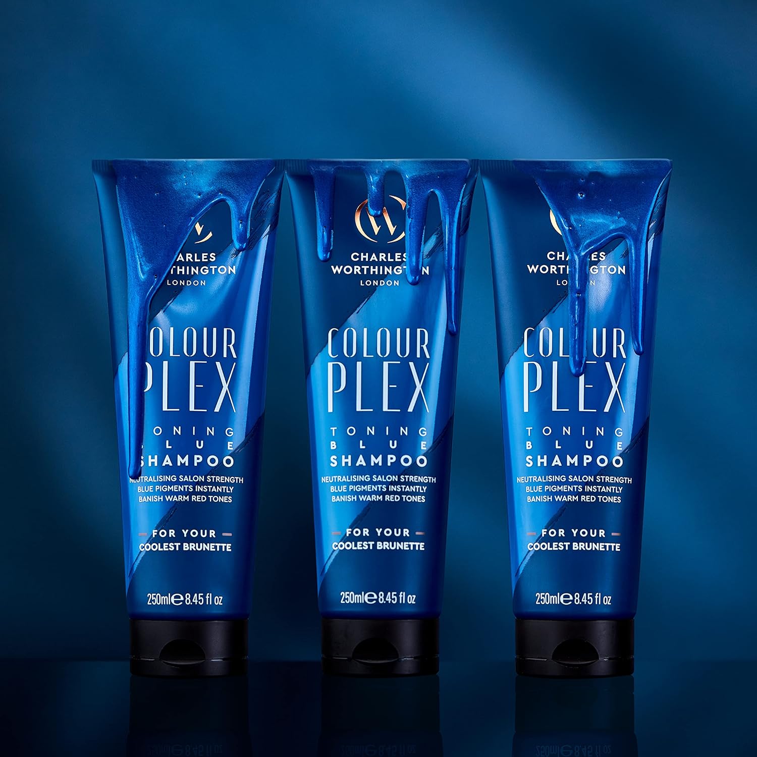 Charles Worthington ColourPlex Toning Blue Shampoo, Brunette Shampoo to Tone and Deepen, Blue Shampoo for Brown Hair, Brown Toner for Women and Men, Salon Shampoo for Brunettes, 250 ml : Amazon.co.uk: Beauty