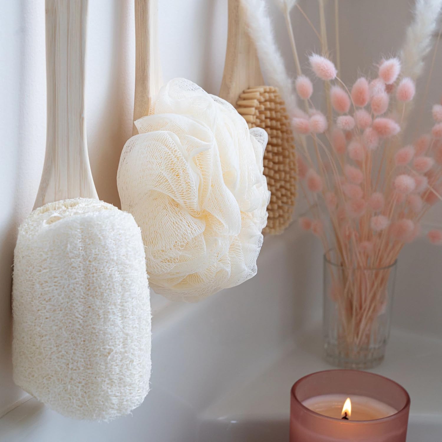 Ecotools Ecopouf Bath Brush, Loofah Brush For Bath & Shower, Made With Long Handle & Recycled, Soft Netting For Gentle Exfoliation, Back Brush For Men & Women, Eco-Friendly & Cruelty-Free, 1 Count : Beauty & Personal Care