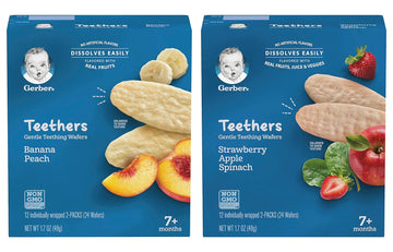 Gerber Teethers VariPk,1 Banana Peach 1 Strawberry Apple Spinach, 2 CT