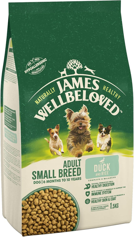 James Wellbeloved Adult Small Breed Duck & Rice 1.5 kg Bag, Hypoallergenic Dry Dog Food?02JWSBD1