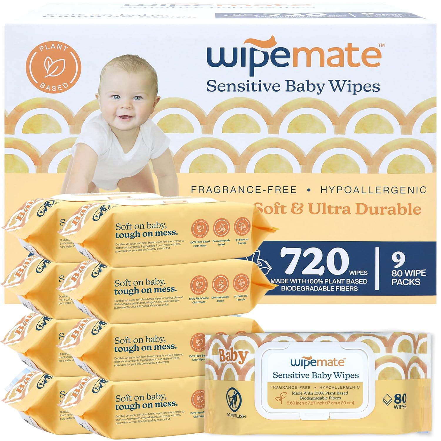 Ewg-Verified Premium Baby Wipes, 99% Water-Based, Plastic-Free, Ultra-Soft Plant-Based Wipe, Chlorine/Alcohol-Free, Ph-Balanced, Hypoallergenic Cruelty-Free With Durable Flip-Top Lid 720-Ct