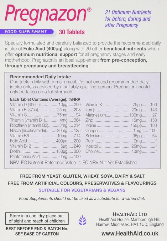 Healthaid Pregnazon - 30 Tablets