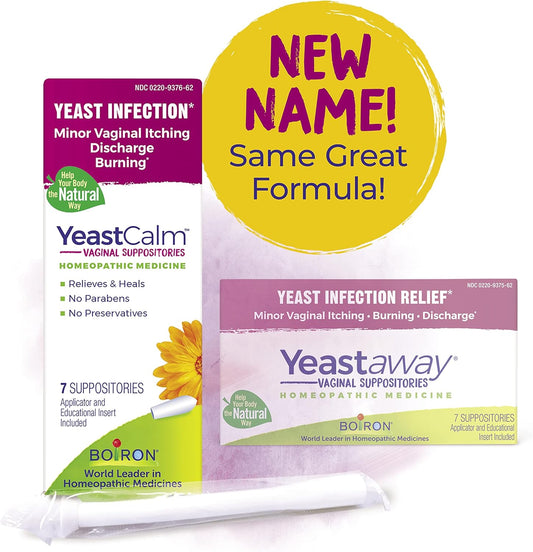 Boiron Yeastcalm Homeopathic Suppositories For Yeast Infections, Burning, Discharge, And Minor Vaginal Itching - 7 Count