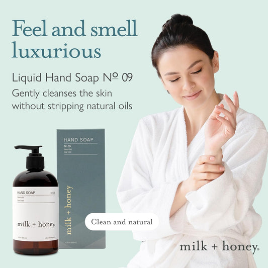 Milk + Honey Liquid Hand Soap No. 9 – Moisturizing Castile Hand Wash With Lavender And Tea Tree, Plant-Based Soap For Sensitive Skin, 12 Fl Oz