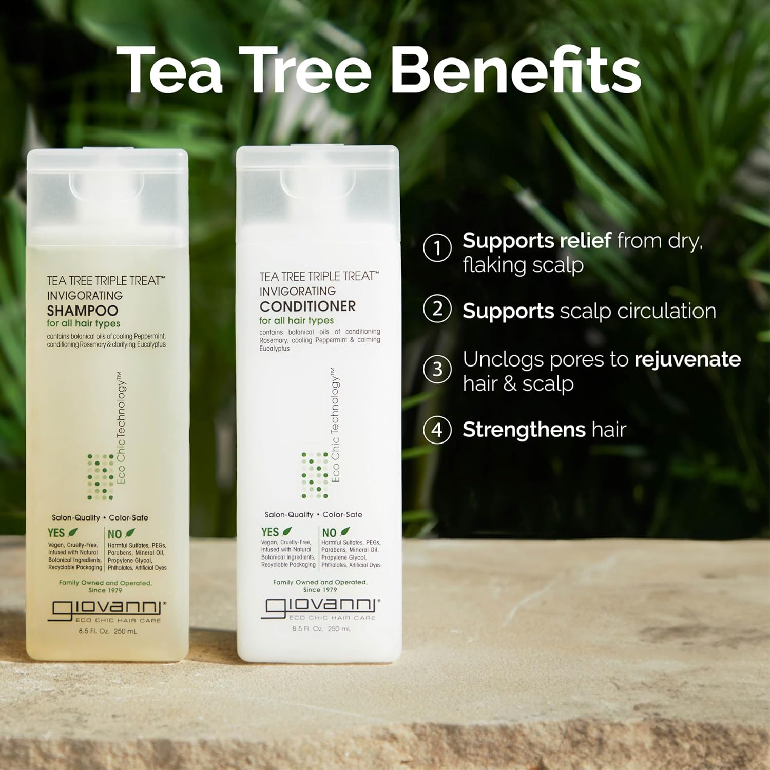 Giovanni Tea Tree Triple Treat Duo Set Shampoo & Conditioner 8.5 Oz Each Bottle