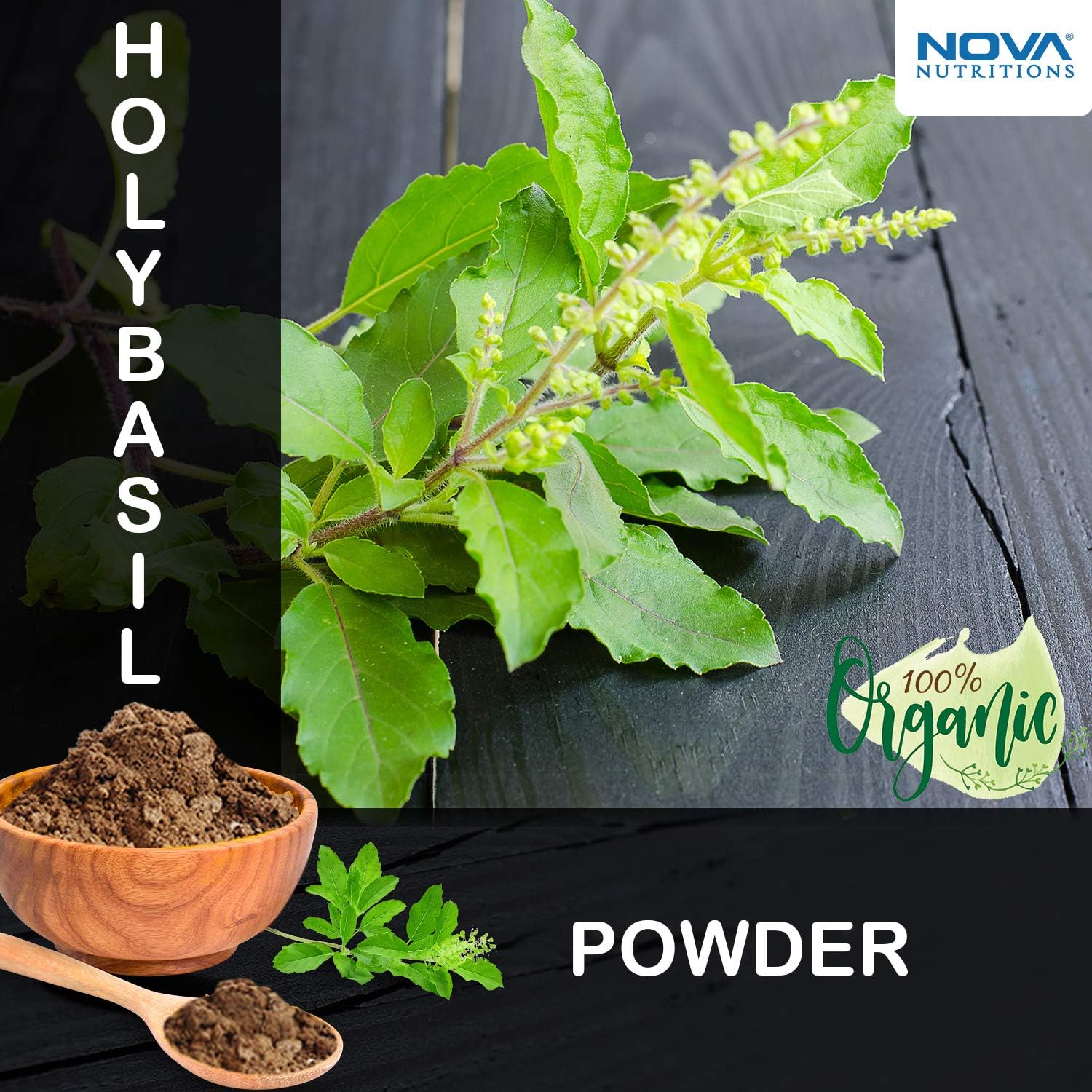 Nova Nutritions Certified Organic Holy Basil (Tulsi) Powder 16 OZ (454 gm) - Supports Healthy Immune Function : Health & Household