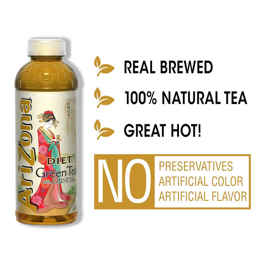 Arizona Diet Green Tea With Ginseng - 16 Fl Oz (Pack Of 12)