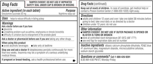 Kirkland Signature Sleep Aid Doxylamine Succinate 25 Mg 2 Bottles X 96 Tabs