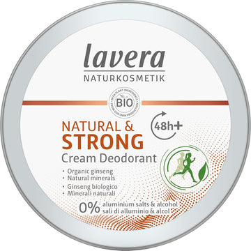 Lavera Deo Creme Natural & Strong 48+ H - Vegan - Natural Cosmetics - Without Aluminum - Active Composition With Ginseng And Natural Minerals - 48 Hours Protection - 1.7 Fl Oz