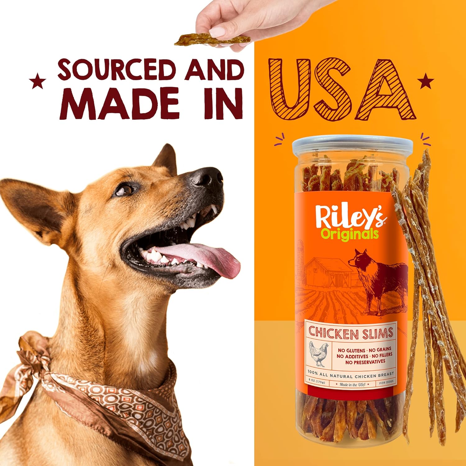 Riley's Chicken Strips for Dogs - USA Sourced Single Ingredient Dog Treat -Dehydrated Real Meat Dog Treats Natural Chicken Sticks Dog Jerky Treats - 6 oz : Pet Supplies