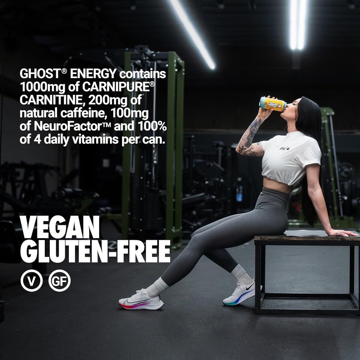 Ghost Energy Drink - 12-Pack, Tropical Mango, 16Oz Cans - Energy & Focus & No Artificial Colors - 200Mg Of Natural Caffeine, L-Carnitine & Taurine - Gluten-Free & Vegan